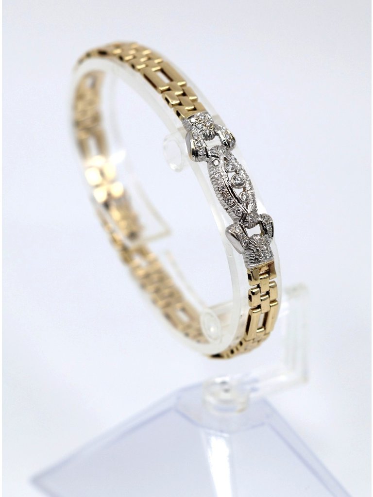 Unique 14k Solid Two Tone Multi Color Gold Diamond Custom Link Bracelet 725 L